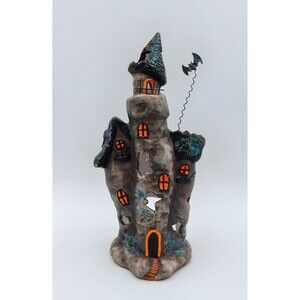 Yankee Candle Halloween Haunted House Rustic Ceramic Tea Light Holder Bat